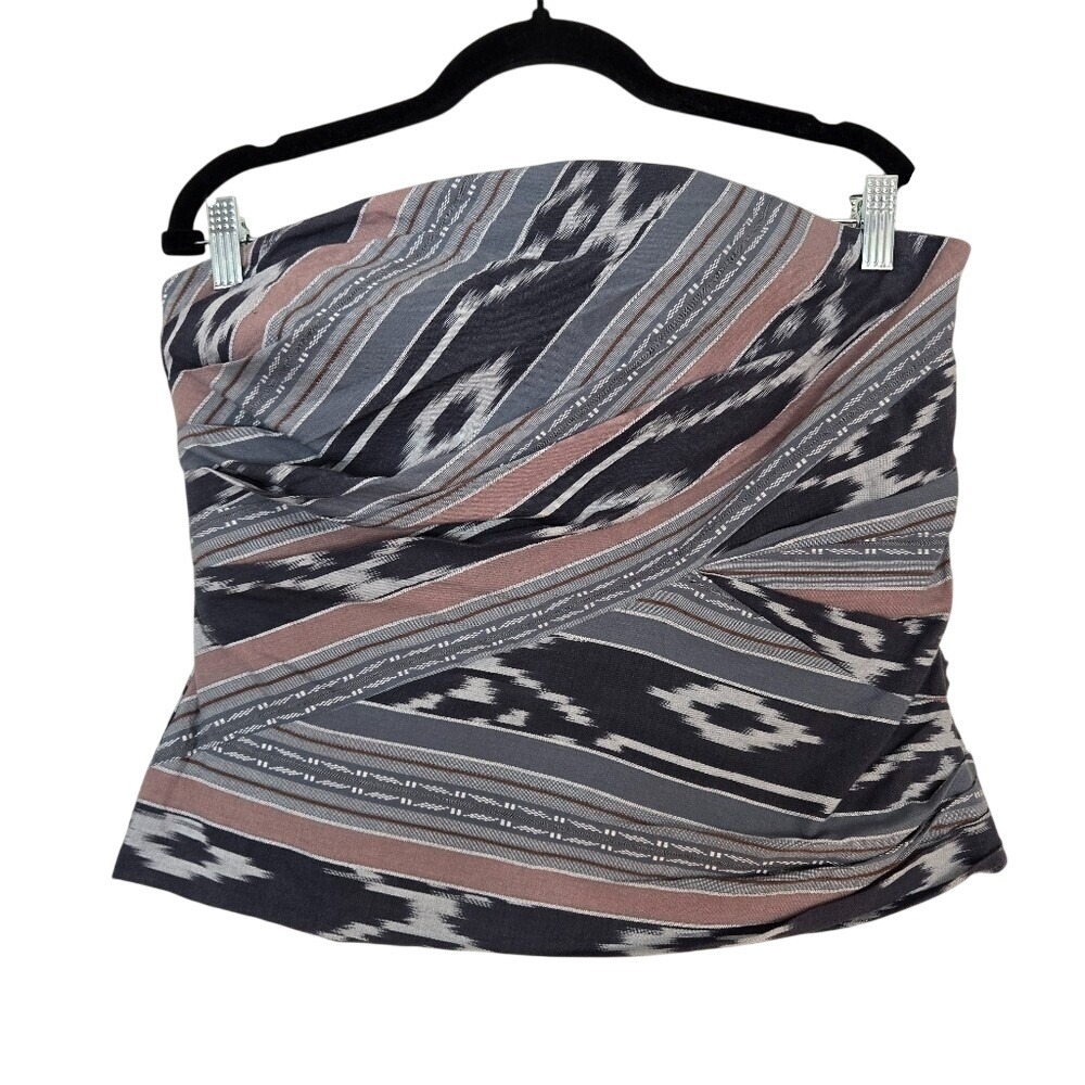 Lauren Ralph Lauren Geo-Stripe Cotton Strapless Blouse Size 10 Western Tribal - Picture 2 of 9